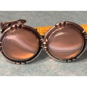 Beautiful Sterling Silver Cufflinks Made Of Agate Chalcedony